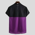 thumbnail image 4 of SwiftWear Men Short Sleeve Cotton Linen Stand-up Collar Casual Mens Shirts Black M, 4 of 4