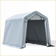 thumbnail image 6 of Carports 6' x 8' Portable Garage Shelter, Anti-UV for Motorcycle Garden Tools, Double Zipper Doors, Light Gray|Gray|Galvanized Steel, 6 of 9