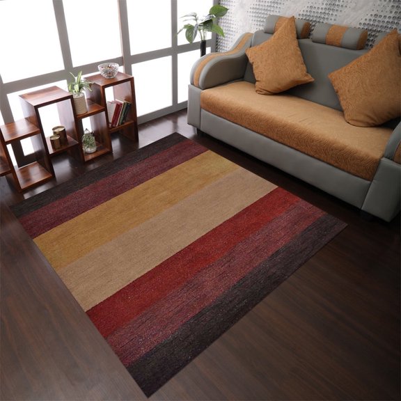Rugsotic Carpets Handmade Rugs Hand Knotted Loom Square 8'x8' Brown Red Wool for Indoor Use