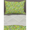thumbnail image 3 of Abstract Comforter & Sham Bedding Set, Leaf Inspired Wavy Stripes with Green Borders and White Circles Repeating Pattern, 3 pcs Duvet Set Microfiber Filling Quilt, 5 Sizes, Multicolor, by Ambesonne, 3 of 4