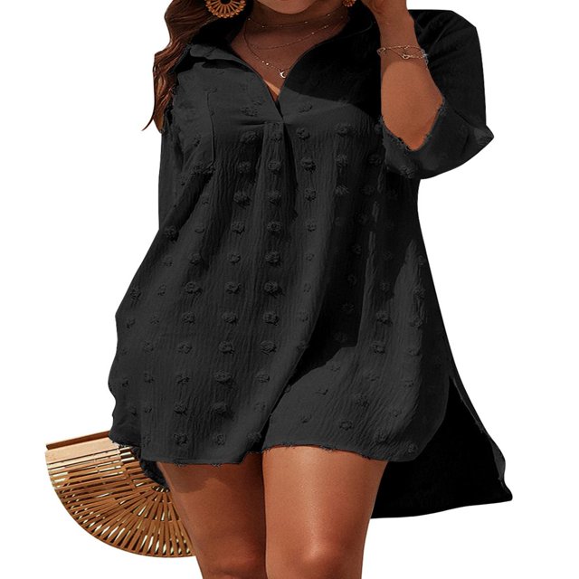 CHOK Paréos d'Été pour Maillots de Bain en Chiffon pour Femmes, Robe Chemise à Pompons Ample