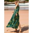 thumbnail image 4 of Women Animal Print Kaftan Dresses Plus Size Swimsuit Coverup 2025 Summer Bathing Suit Green&Yellow Leopard Dot One Size, 4 of 8