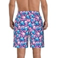 thumbnail image 3 of Kdxio Blue Flower Skull Pattern Mens Casual Shorts - Drawstring Summer Beach Sports Shorts for Men, 3 of 5