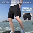 thumbnail image 4 of Men's Plus Size Ice Silk Stretch Shorts, Summer Loose Sports & Recreation Shorts, Breathable Workout Running Quick Dry Shorts, 4 of 10