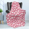 thumbnail image 4 of Birds Soft Flannel Fleece Blanket, Poultry Concept Abstract White Silhouettes of Fluffy Chickens and Tiny Sparrow Birds, Cozy Plush for Indoor and Outdoor Use, 60" x 80", Multicolor, by Ambesonne, 4 of 5