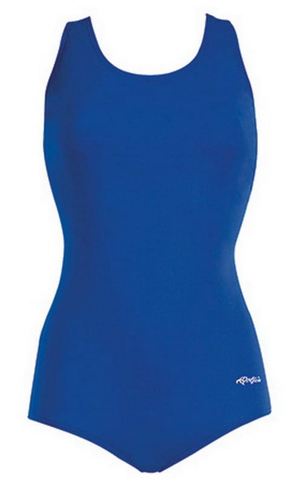 Dolfin Aquashape Women's Solid Conservative Lap Swimsuit in Black, Size 16
