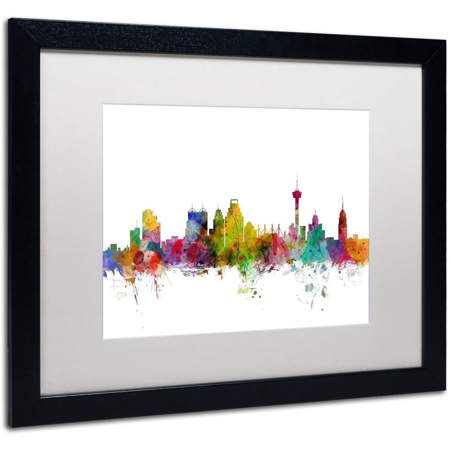 Trademark Fine Art 'San Antonio Texas Skyline' Canvas Art by Michael Tompsett, White Matte, Black Frame