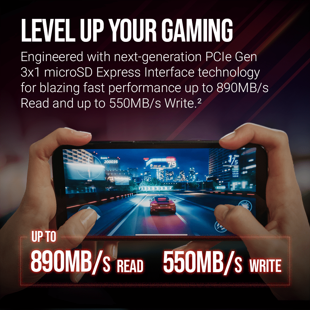 PNY microSD™ Express 512GB UHS-I U3 V30 A1 microSDXC Flash Memory Card, up to 890 Read & up to 810 Write, Compatible with Nintendo Switch 2