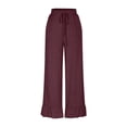 thumbnail image 5 of Wide Leg Pants Woman Summer Elastic High Waisted Palazzo Pants Flowy Drawstring Ruffle Hem Trousers with Pockets, L, 5 of 7