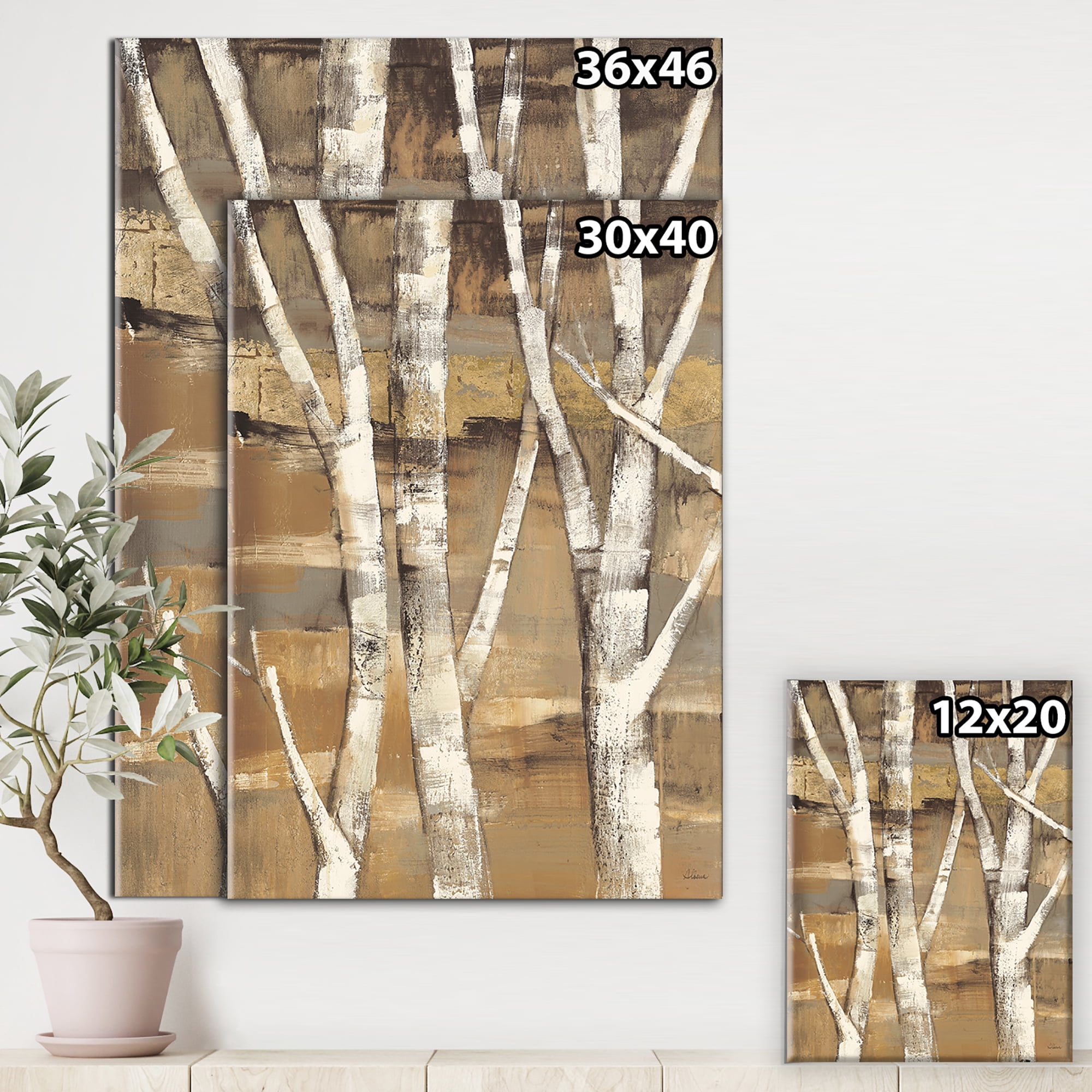 Designart 'Natural Birch Forest II' Traditional Canvas Art
