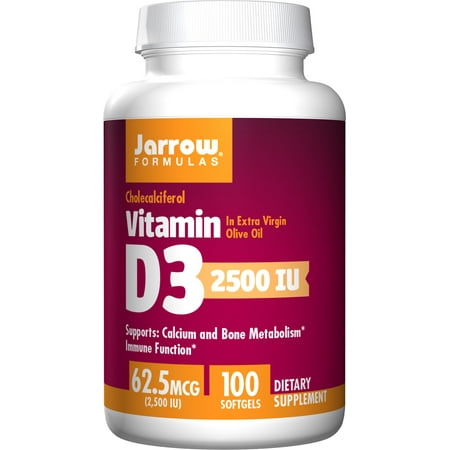 Jarrow Formulas Vitamin D3, Supports: Calcium and Bone Metabolism, 2500 IU, 100 (Best Vitamin To Increase Metabolism)