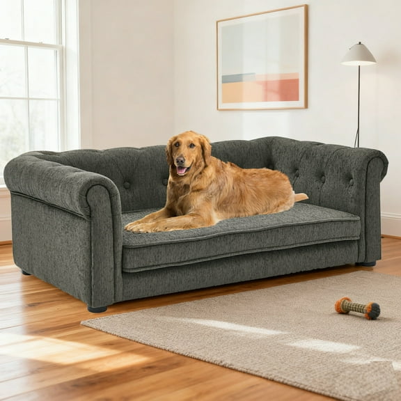 Jakoola 55" Extra-Large Dog Sofa, Big Pet Bed Couch for Medium and Large Dogs, 43" Seat Width, Gray
