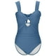 thumbnail image 5 of Traje de baño de una pieza para mujer, conjuntos de bikini para mujer, trajes de baño sin mangas extragrandes de color liso, bikini con cuello, escote en V, traje de baño sin mangas para mujer, 5 of 7