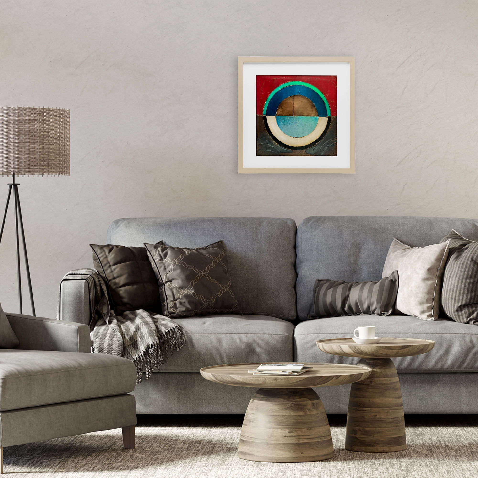 Stupell Industries Round Distressed Circle Birch Framed Print Under Glass, design by Matthew Finger