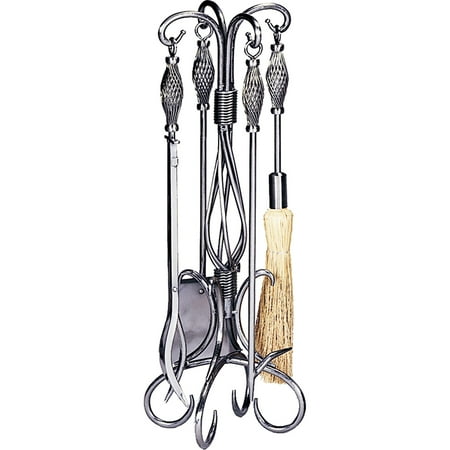 Uniflame 5-Piece Fireplace Tool Set, Pewter Finish
