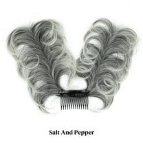 Nvzi -b Messy Bun Hair Piece Side Comb Clip in Hair Bun Hairpiece for Women Short Natural Straight Versatile Adjustable Styles Easy Hair pieces ,Salt and Papper