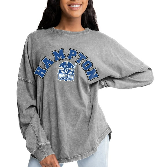 Women's Gameday Couture Gray Hampton Pirates Faded Wash Pullover Sweatshirt