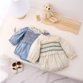thumbnail image 2 of Korean Style Spring Baby Clothes 0-3Y Lotus Leaf Collar Puff Sleeves Infant Girls Romper Trendy Newborn Toddler Jumpsuit, 2 of 6