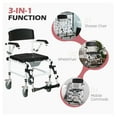 thumbnail image 4 of Commode Wheelchair Shower Chair, 300lbs Rolling Transport Chair with Detachable Bucket, Adjustable Height, Waterproof Design for Elderly & Disabled, 4 of 9
