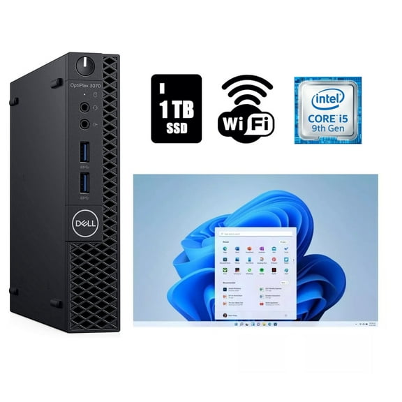 Restored Dell OptiPlex 3070 Micro Intel Core i5-8500T Desktop Computer 16GB RAM 1TB SSD Windows 11 Pro (Refurbished)