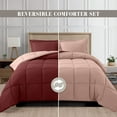 thumbnail image 2 of Mocassi NEW 3-Piece Comforter Set - Reversible, Box Stitched Down Alternative, Twin/Twin XL, All Season Suitable, Burgundy/Dusty, 2 of 5
