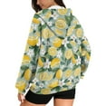thumbnail image 2 of COEQINE Women's Long Sleeve Hoodie Oversized Sweatshirts Lemon and Flower Green Print Fashion Casual Wear Full Zipper Y2K Jacket Fall Outfits Tops with Pockets, XS, 2 of 7