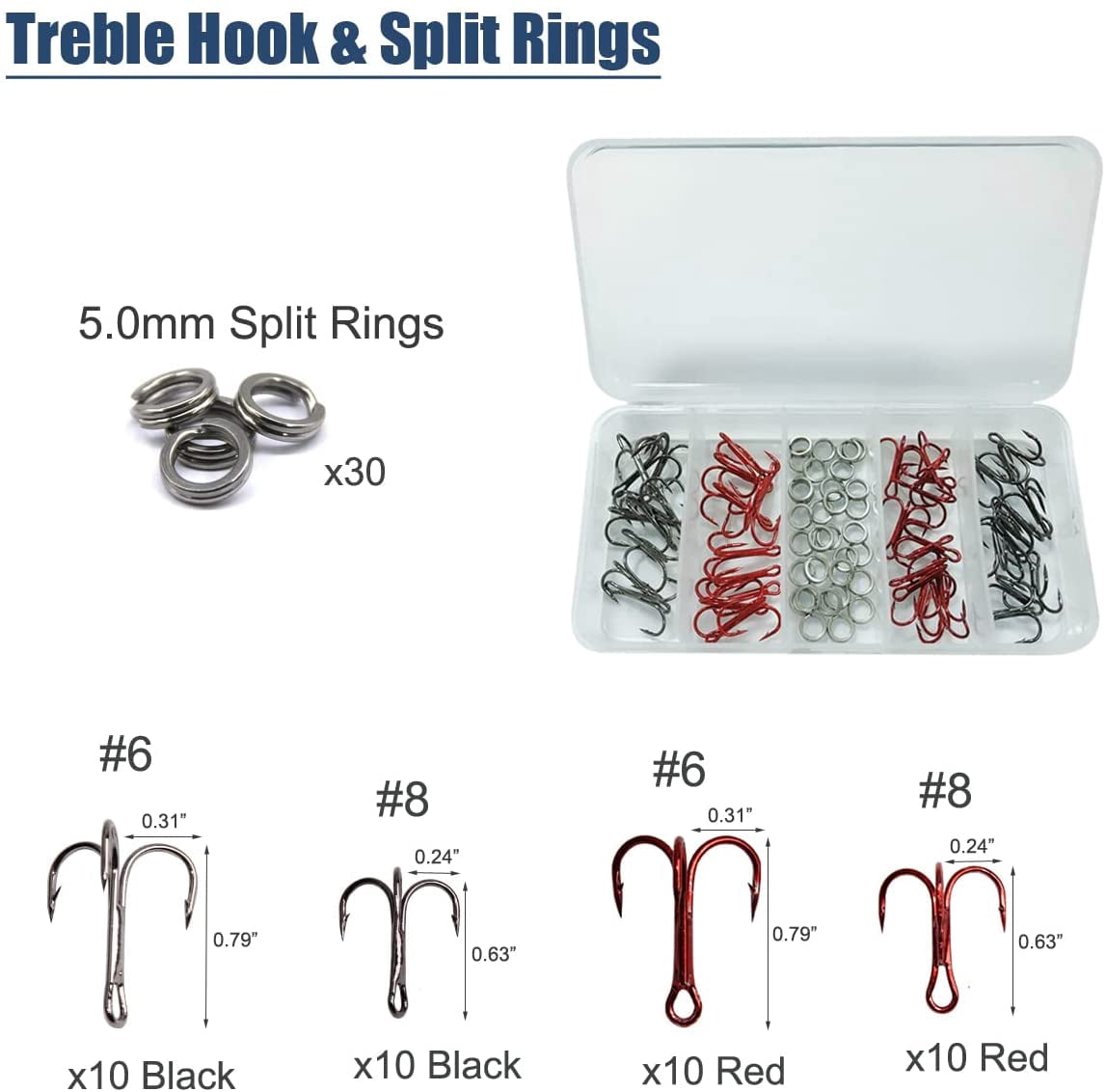 VanRolldex Unpainted Fishing Lures Crankbaits with Treble Hooks, Split Rings & Lure Eyes, 342-Count