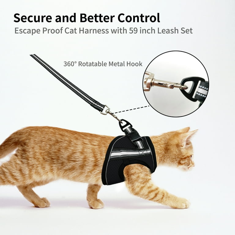 Supet Cat Harness and Leash Set for Small to Large Cats Adjustable Cat Vest  Harness with Reflective Trim Universal Cat Leash and Harness for