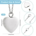 thumbnail image 2 of Heart Cremation Jewelry for Ashes Urn Necklace Keepsake Cremation Jewelry Mini Stainless Steel Silver Memorial Urns Pendant with Funnel Pin for Bereavement Family Friends 2x2.6cm, 2 of 7