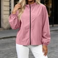 thumbnail image 4 of HAiming Women's Lightweight Jackets Long Sleeve Full Zip Casual Jackets Summer Fall Going out Jackets with Pockets, 4 of 5