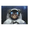 thumbnail image 1 of Space Cat Cutting Board, Milkyway Galaxy Space Traveller Cat in Suit with Stars Backdrop Image, Decorative Tempered Glass Cutting and Serving Board, Large Size, Navy Blue and White, by Ambesonne, 1 of 1