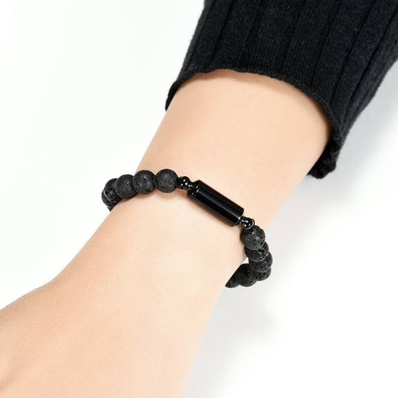 Adjustable Beaded Lava Men's Bracelet Funeral Urns Bracelets for Cremation Ashes of Loved One Pendant Memorial Jewelry to Keepsake Family Member