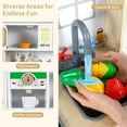 thumbnail image 5 of INFANS Play Kitchen for Kids, Wooden Pretend Playset with Adjustable Heights Rattan Door Blackboard Realistic Lights Sounds, Toddler Cooking Toy Gift for Boys Girls Aged 3+, 5 of 10