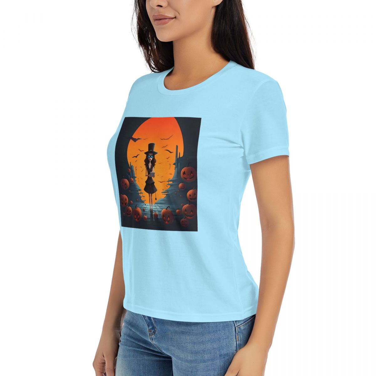 【oan】Bloue short sleeve T shirt Women's Basic Short Sleeve T-Shirt Sky Blue - Walmart.com