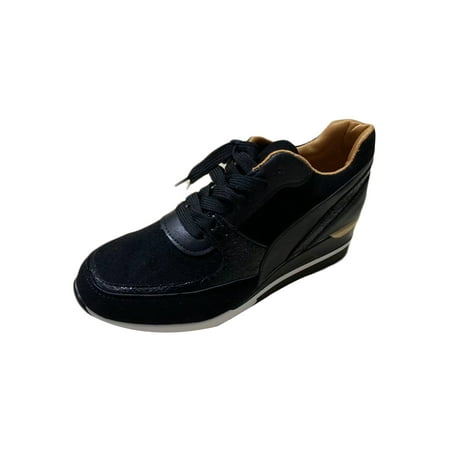 

SIMANLAN Womens Casual Walking Shoe Comfortable Lace Up Sneakers Sports Glitter Trainers Black 8.5