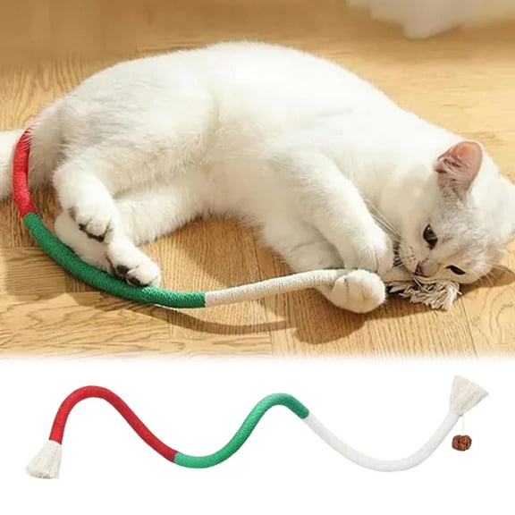 CAIMYY Cat Chew Rope Toy Cotton String 28 Inches Red for All Cat Breeds Interactive Play and Dental Health