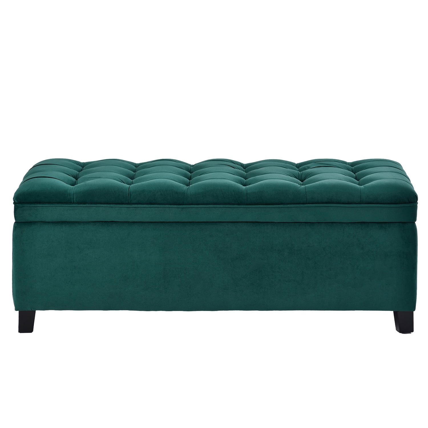 Kadyn Upholstered Flip Top Storage Bench, Storage Ottoman Bench with Button Tufted Top, Folding Chest Foot Rest Stool for Bedroom, Green