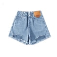 thumbnail image 4 of Kogui Toddler Girl Shorts Jean Girls Cuffed Jean Shorts Stretch Denim with Pockets Mid To High Rise Waist 4T 5T (Light Blue,4-5 Years), 4 of 4
