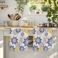 thumbnail image 4 of Geometric Flower Kitchen Towels Set of 3, Vintage Country Floral Blue Yellow on Linen Absorbent Dish Towels for Kitchen, Microfiber Hand Towel, Quick Drying Tea Towel for Cleaning Dishcloths, 4 of 7