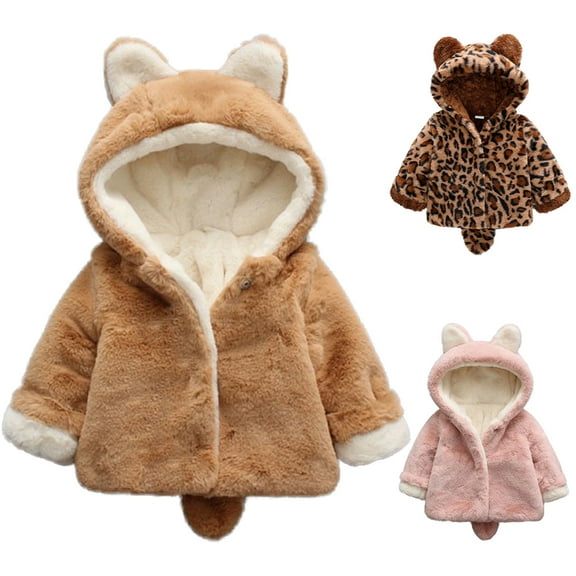 BULLPIANO Toddler Girls Winter Warm Coats Jacket Hooded Coat with Ears Faux Thicken Baby Snowsuit Outwear