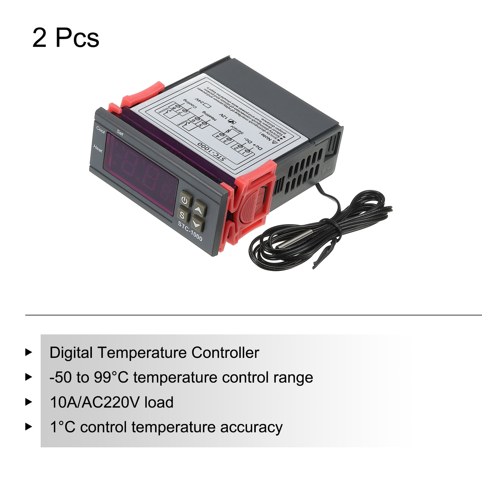 Uxcell 2 Pack STC-1000 10A DC 12V Digital LED Temperature Controller