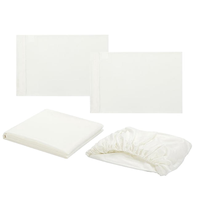 Soft Bed Sheets Set Bedspread Deep Pocket High Quality Bedding Set Creamy-White Full Size 4Pcs