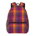 thumbnail image 6 of Haiem Orange and Purple Plaid Printed School Backpack,Casual Travel Lightweight Backpack,Durable Comfortable Multifunctional Backpack,Laptop Backpack, 6 of 6