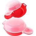 thumbnail image 1 of 2 Pack Microwave Egg Cooker 1 Minute Hamburger Omelette Kitchen Tool (Red and Clear), 1 of 5