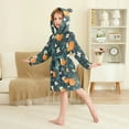 thumbnail image 2 of FORMRS Niños Bathrobe Unisex Hooded Robe Soft Plush Pajamas Sleepwear, Size 7-9T, Green Floral Oranges, 2 of 7