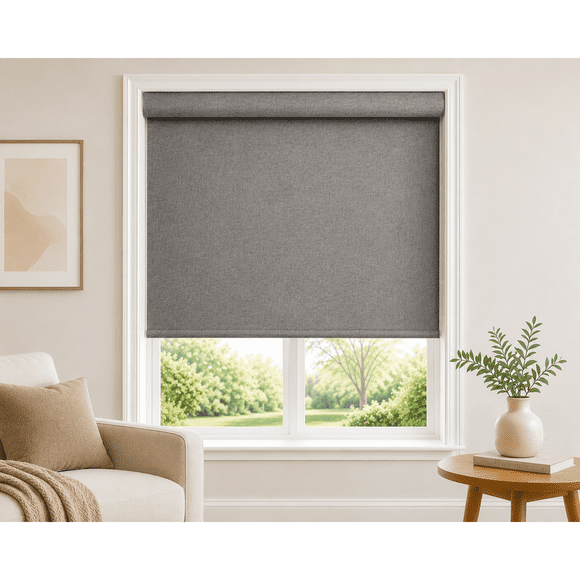 ITY Stores Enrouleurs Occultants Sans Cordon, Assombrissement de Pièce, Gris Texturé, 27 Pouces L x 84 Pouces L
