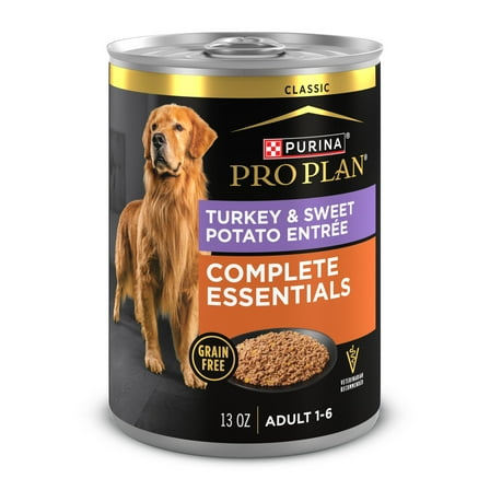 Purina Pro Plan Grain Free Wet Dog Food, Classic Turkey and Sweet Potato Entrée, 13 oz Can