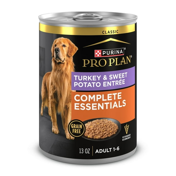 Purina Pro Plan Grain Free Wet Dog Food, Classic Turkey and Sweet Potato Entrée, 13 oz Can
