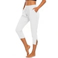thumbnail image 2 of Hvogkswy Women's Capri Pants Solid Split-Hem Elastic Drawstring Waist Jogger Capri Pants with Pockets Thin Loose Casual Summer Capri, 2 of 6