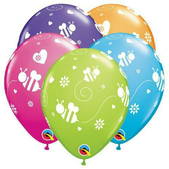 LOONBALLOON Baby-Shower Balloons, 11″ FLYING BEES & HEARTS